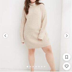 🆕 NWT Aerie Cream Knit Turtleneck Sweater Dress